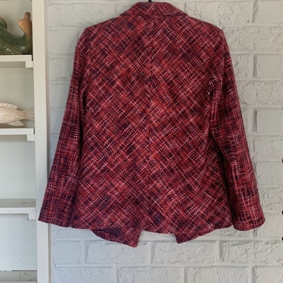 Chicos Shades of Fall Pinks Tweed Style One Hook Front Opening Jacket - Picture 5 of 7